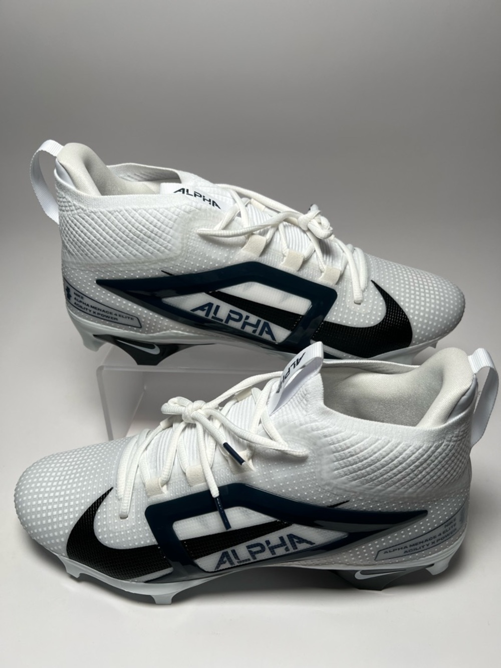 Nike Mens Alpha Menace 4 Elite Football Cleats FZ7701-105 White Black Size 13